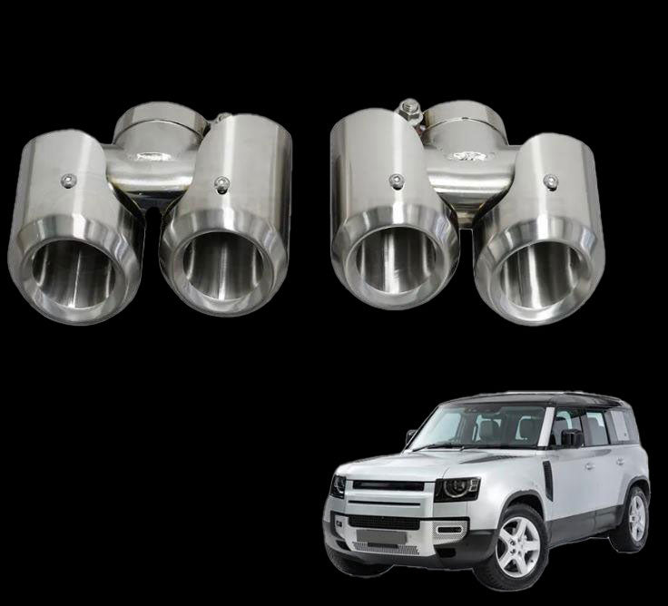 SILVER DUAL EXHAUST TIPS FOR LAND ROVER DEFENDER 2020-2023 L663 90 + 110 + 130