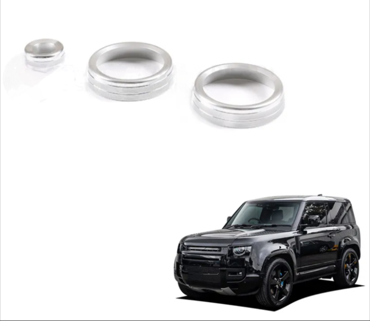 LAND ROVER DEFENDER 2020-23 SILVER VOLUME AND POWER KNOB COVER SET L663 90 + 110