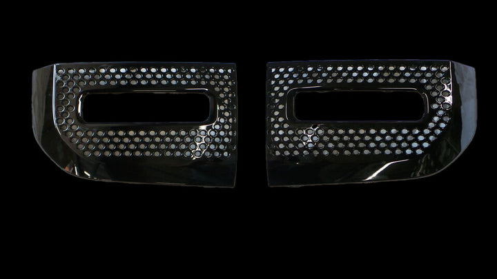 GLOSS BLACK FRONT LOWER FOG LAMP COVERS FOR LAND ROVER DEFENDER L663 2020-23